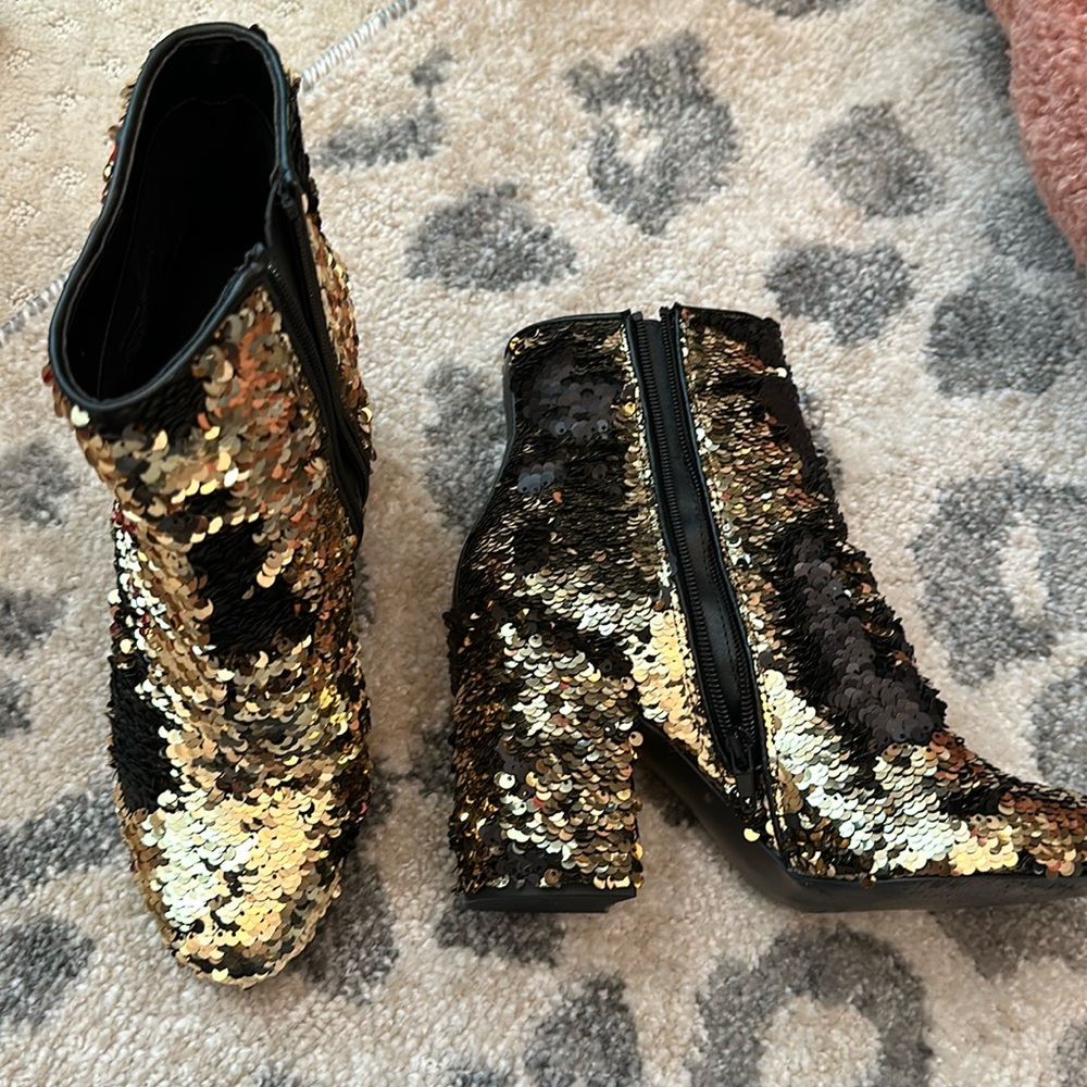 Steve Madden gold sequin bootie
